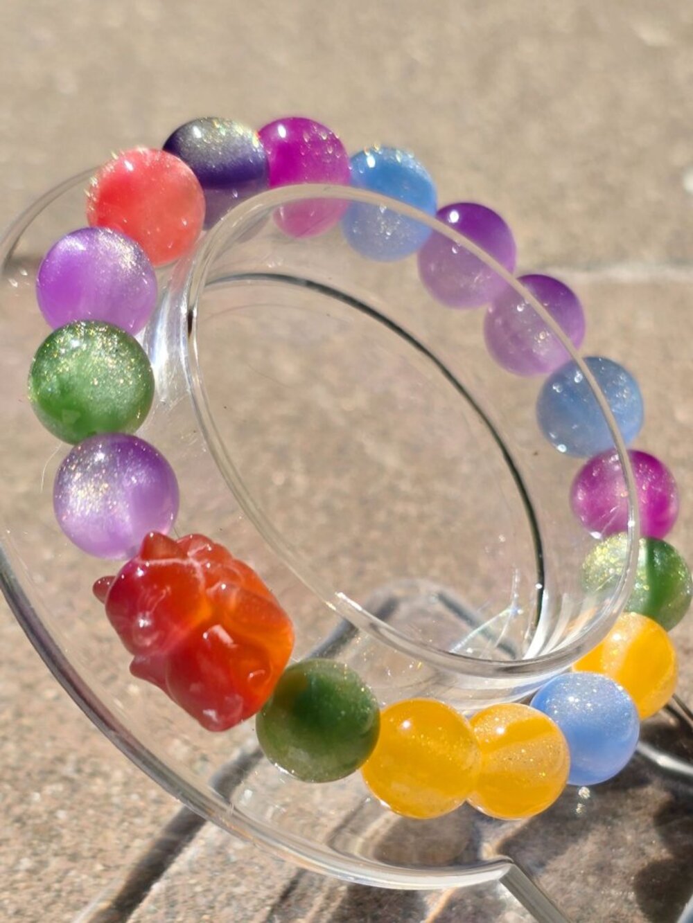 Handmade ✦ UV Reactive Color‑Changing Bracelet ✦ Nine‑Tail Fox Accent 10mm NWT - Picture 10 of 16
